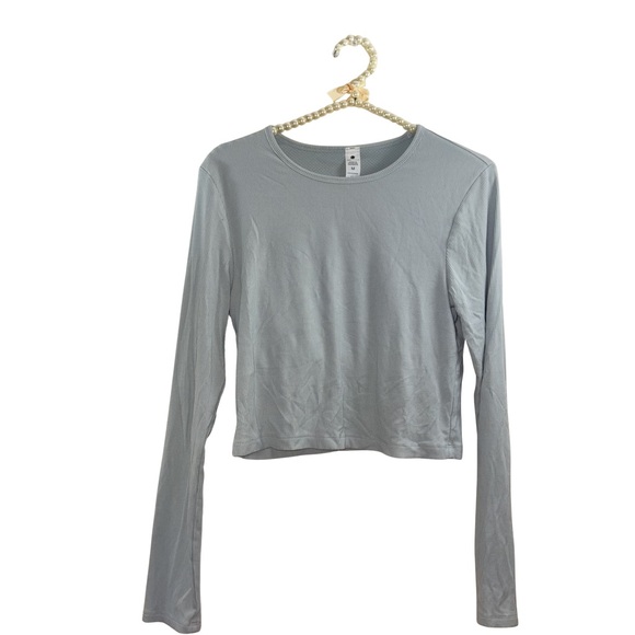 Yogalicious Heavenly Rib Kathleen Light Green Long-Sleeve Crop Top - M - Picture 3 of 7